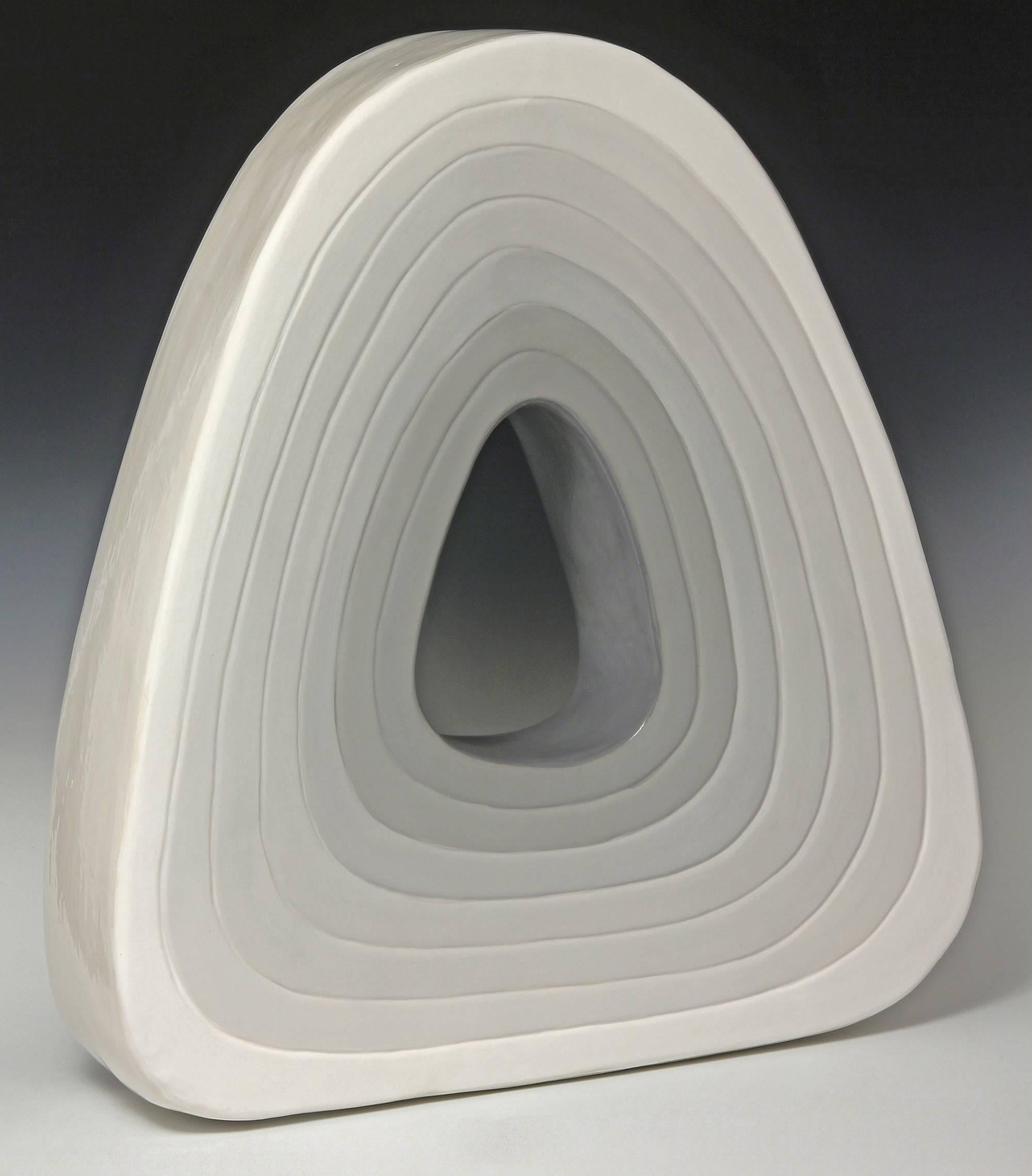 Jane B. Grimm Abstract Sculpture - Donut / modernist ceramic sculpture