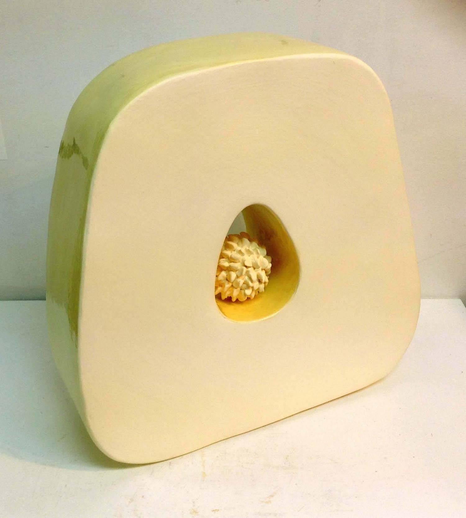 Jane B. Grimm Abstract Sculpture - Yellow Donut