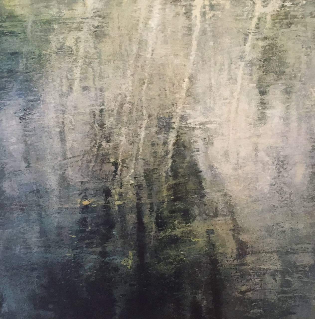 Merced River II / olio astratto su lino e legno