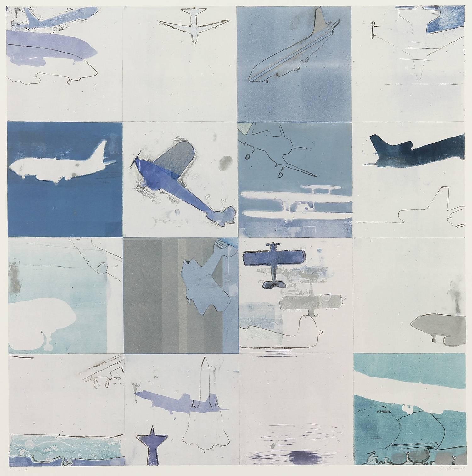 Kim Frohsin Landscape Print – Blauer Flug/Monogramm