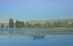 Bolinas Lagoon - serene blue sky and water painting