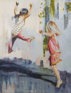 Aspire / girls at play - oil on canvas