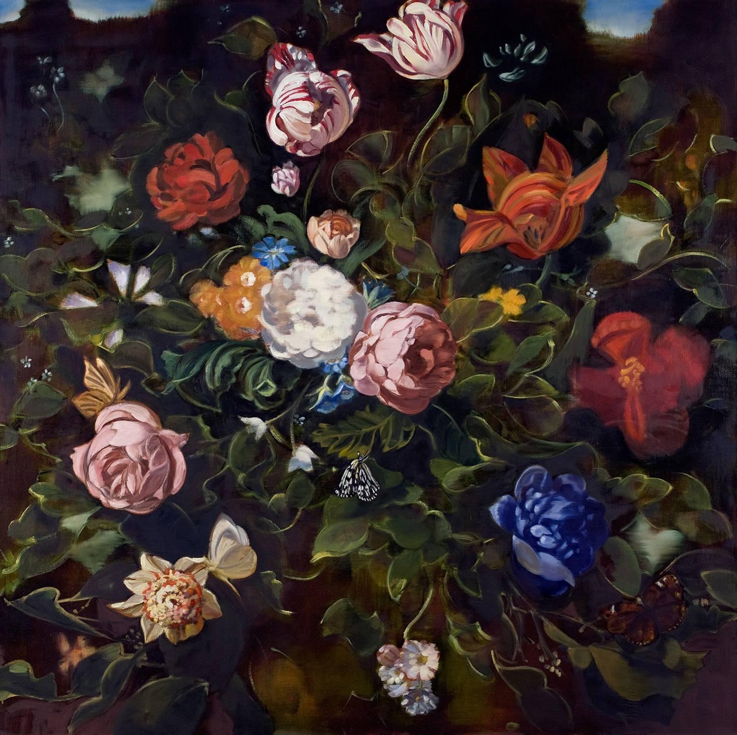 Stephanie Peek Still-Life Painting - Double Dutch II  /  oil on canvas floral dark