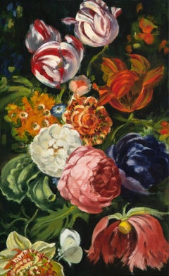 Rachel Redux II / floral oil painting on wood