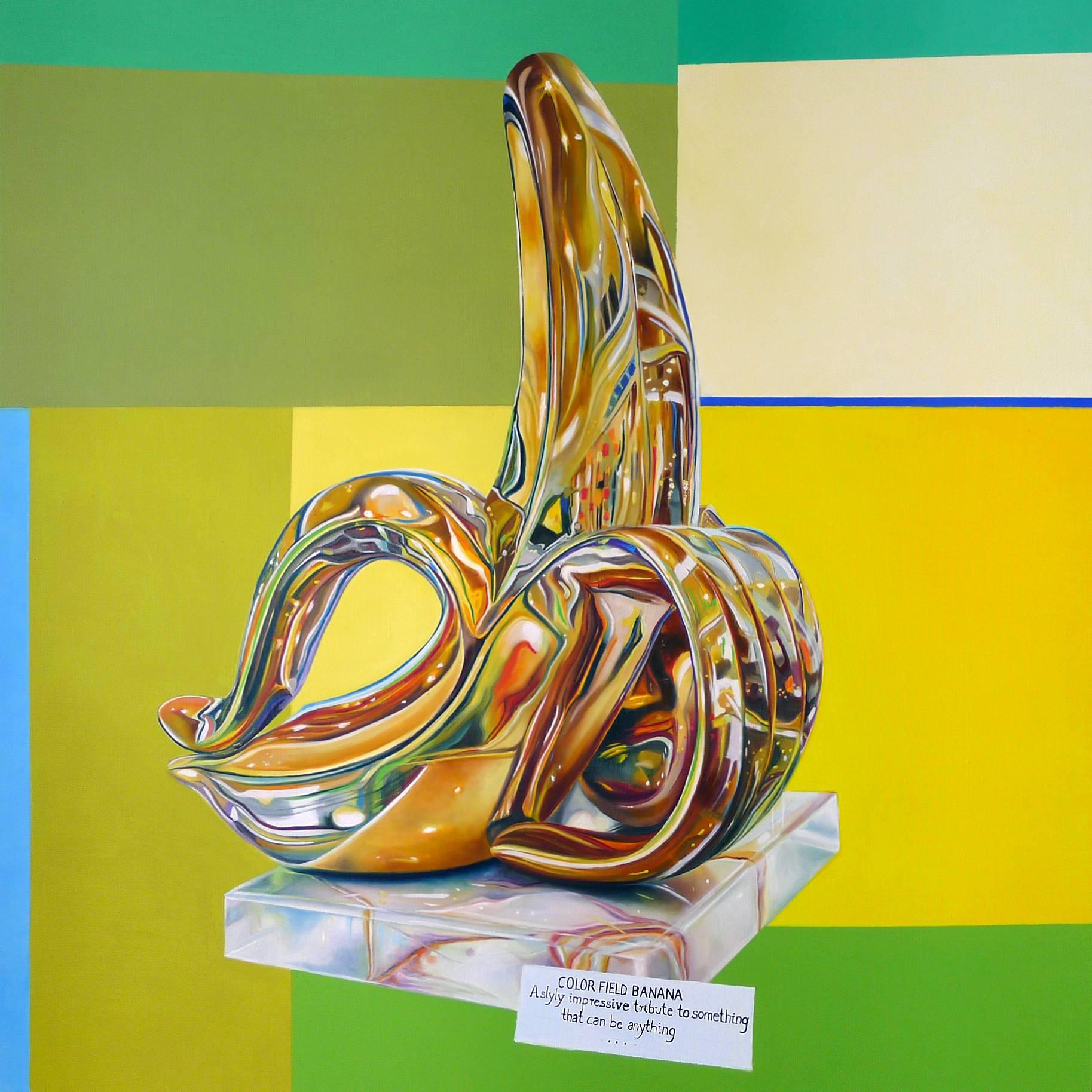 Justyna Kisielewicz Still-Life Painting - Color Field Banana / pop art acrylic painting on linen