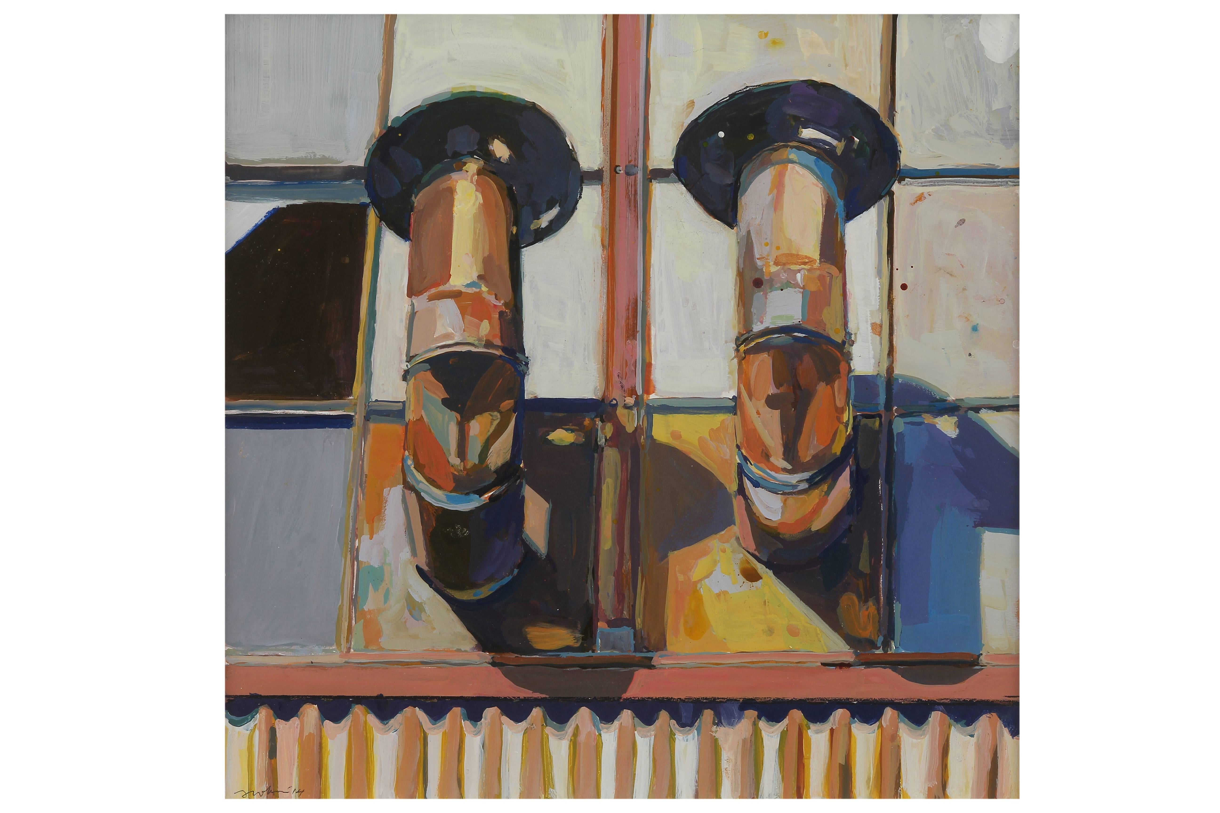 Kim Frohsin Still-Life Painting - Two Vents No. 2 / Dog Patch San Francisco - acrylic painting