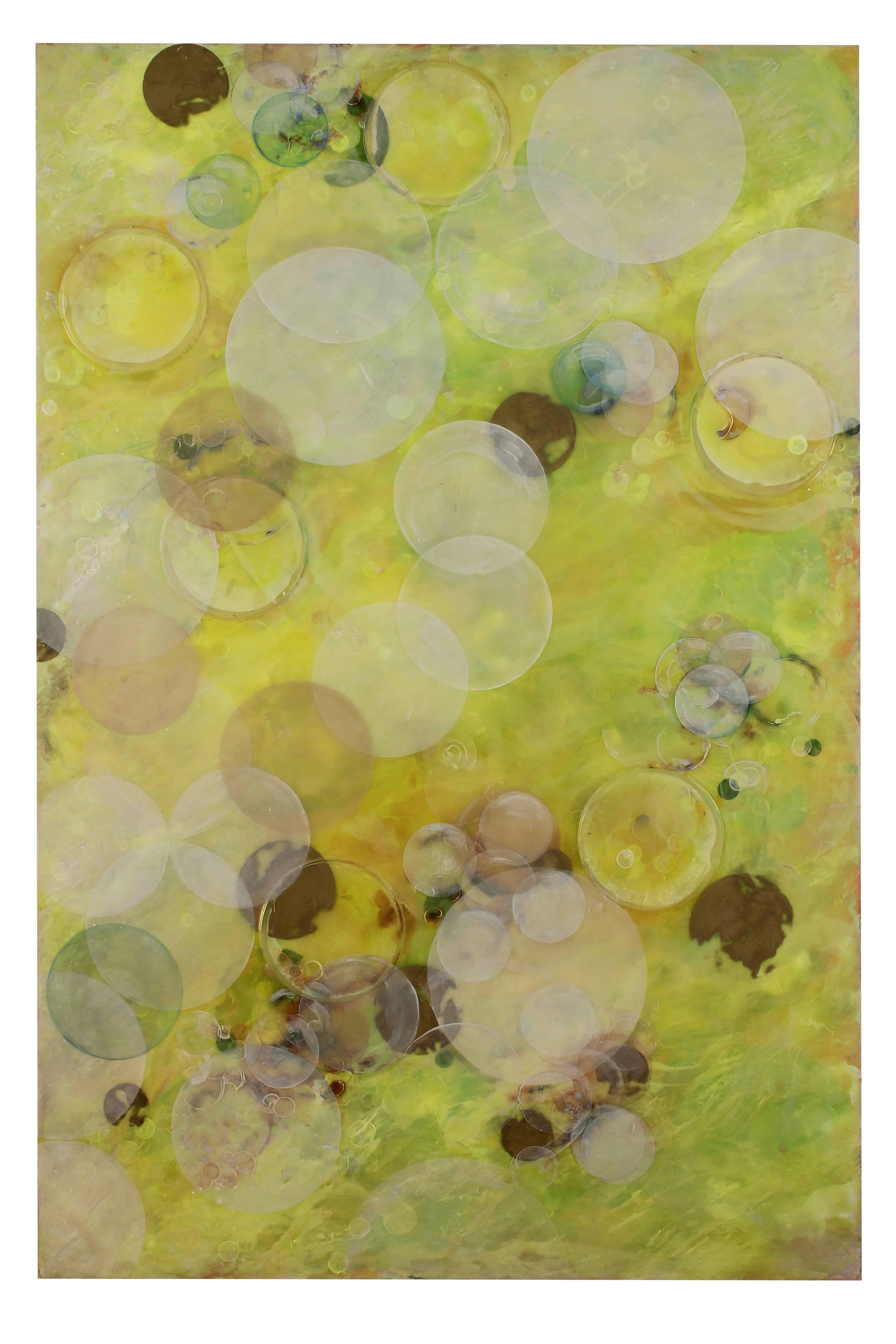 Lemonade Sunrise / yellow oil and resin on canvas - Painting by Erin Parish