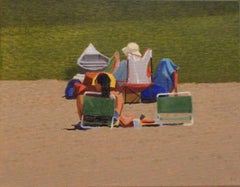 Two Green Chairs / figurative oil on canvas