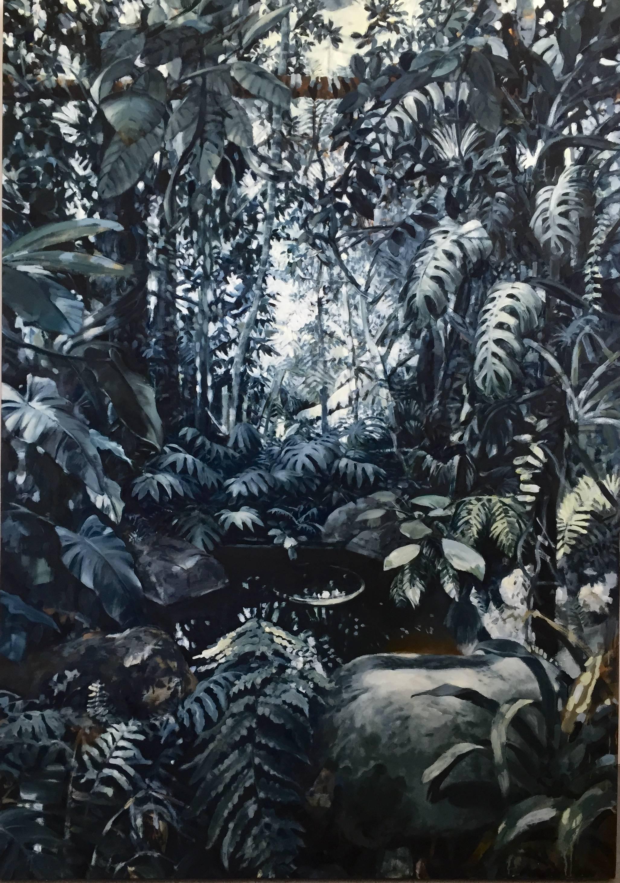 Stephanie Peek Landscape Painting - Midnight Forest / oil on canvas 72 x 51 inches