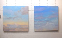 Blue and Yellow Sky / two oil paintings
