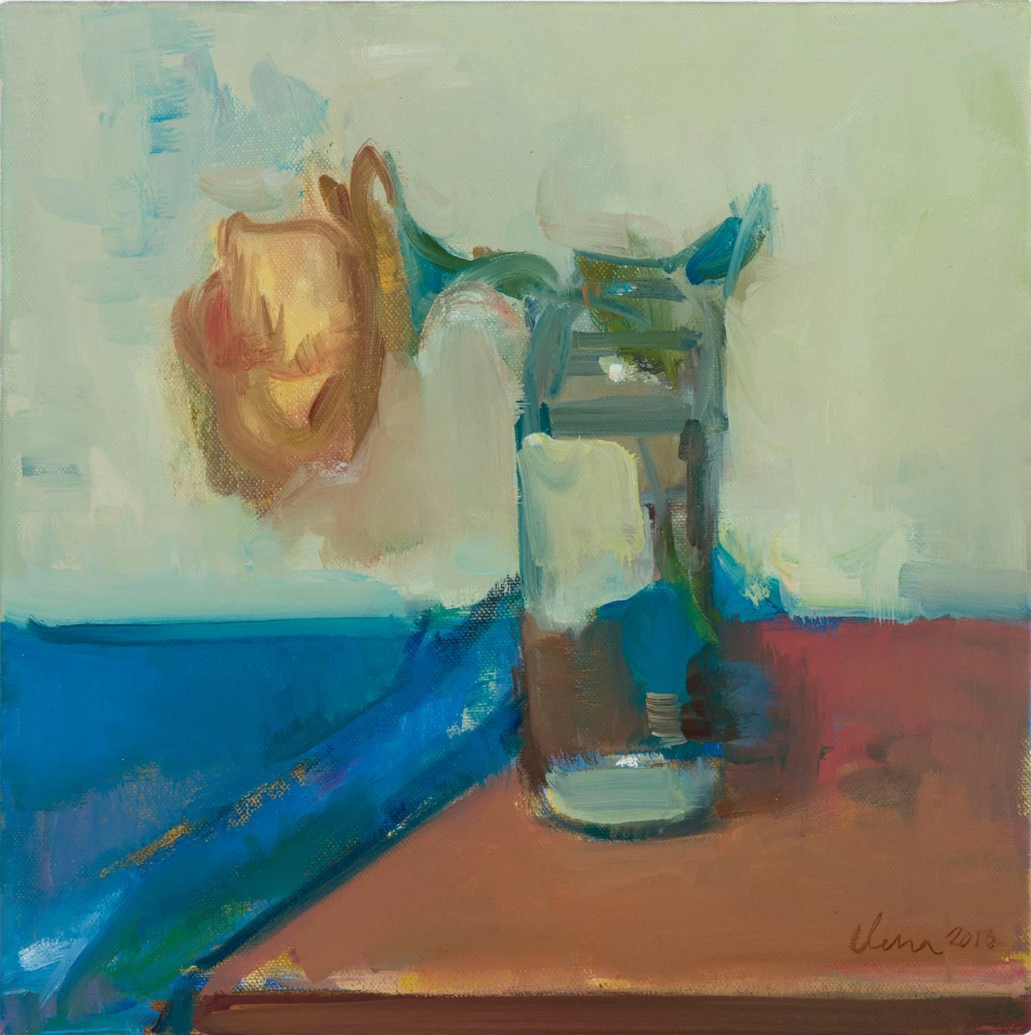 Still-Life Painting Elena Zolotnitsky - Une rose / d'après Diebenkorn