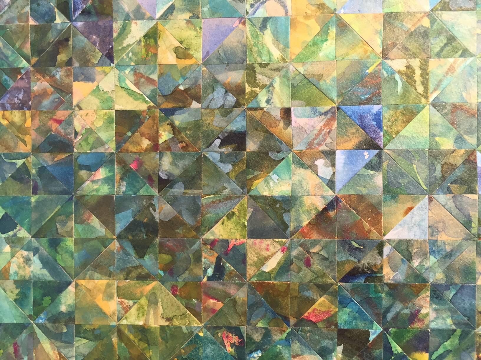 Enigma in Green - Abstract Geometric Art by Irene Zweig