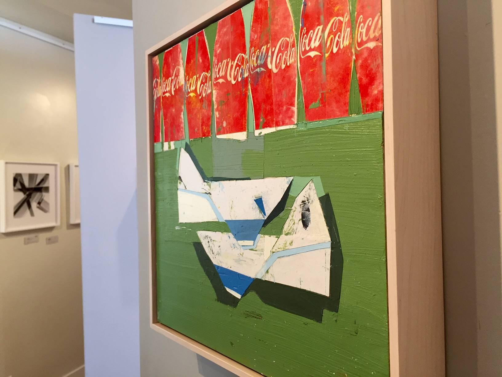 When We Were Children / Coke Work – Coca-Cola-Gemälde (Braun), Still-Life Painting, von Kim Frohsin