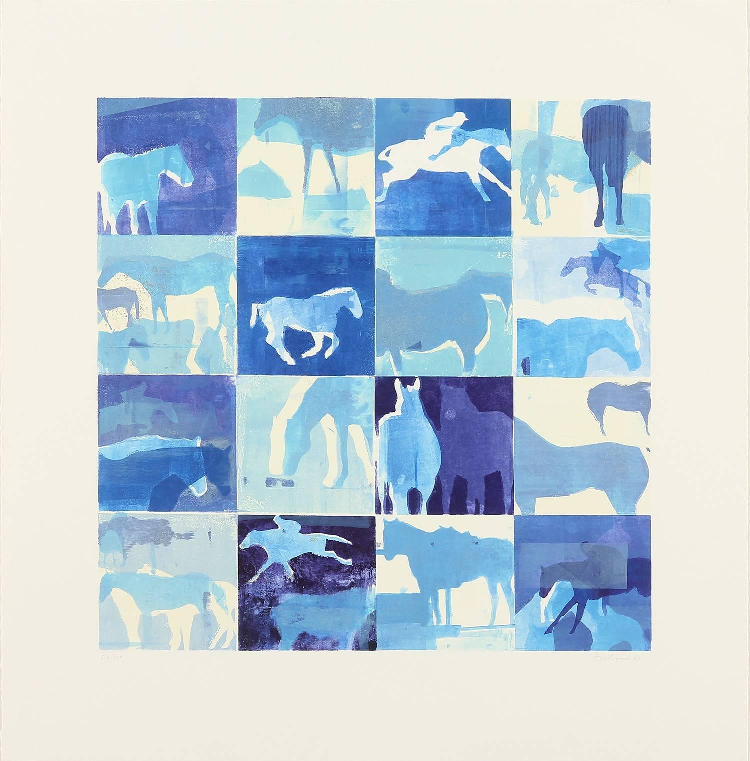 Blue Horse Grid - Print by Kim Frohsin
