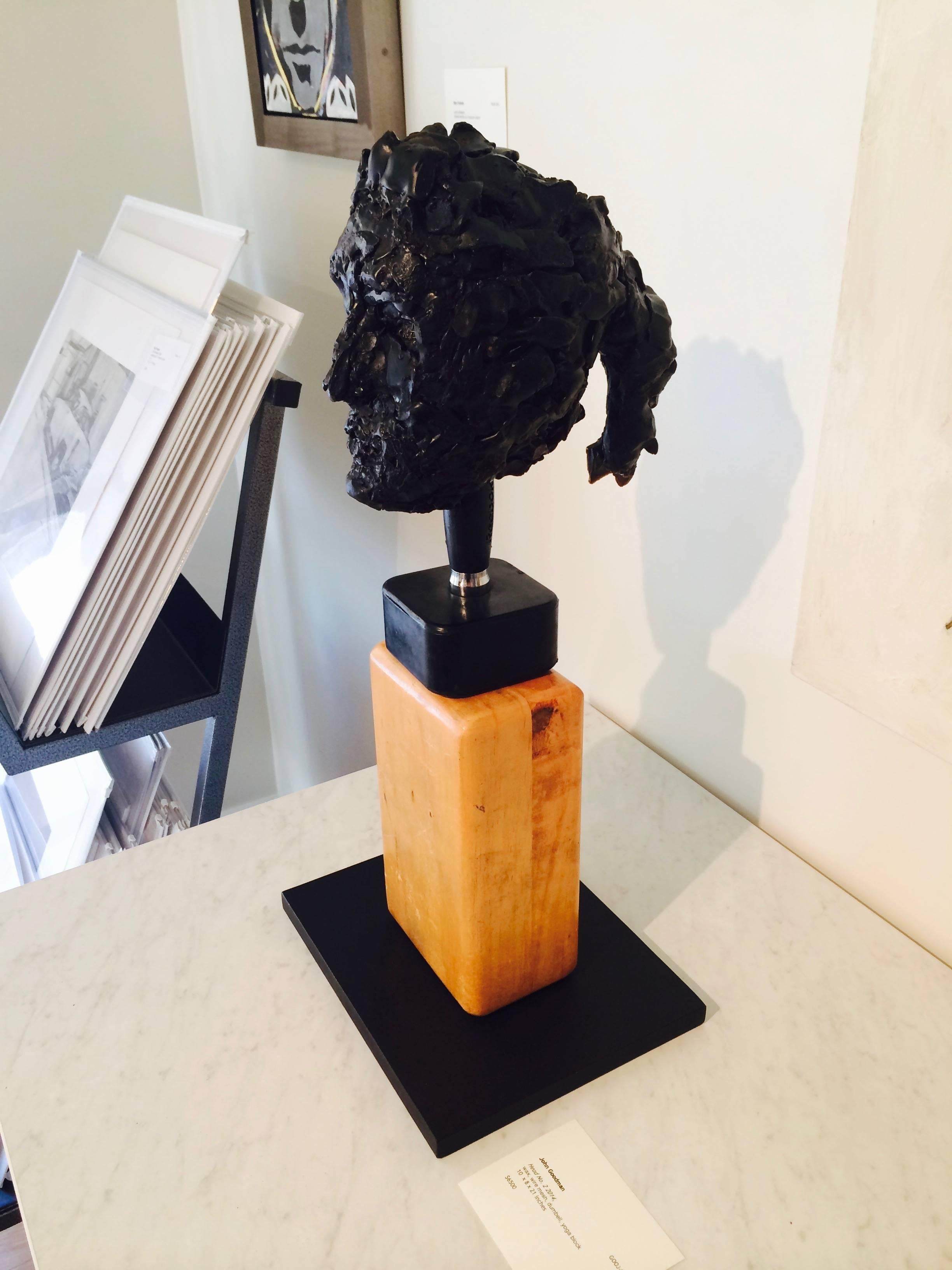 Bust / Head No. 2 2014 (with Yoga Block and Dumbell) - American Realist Sculpture by John Goodman