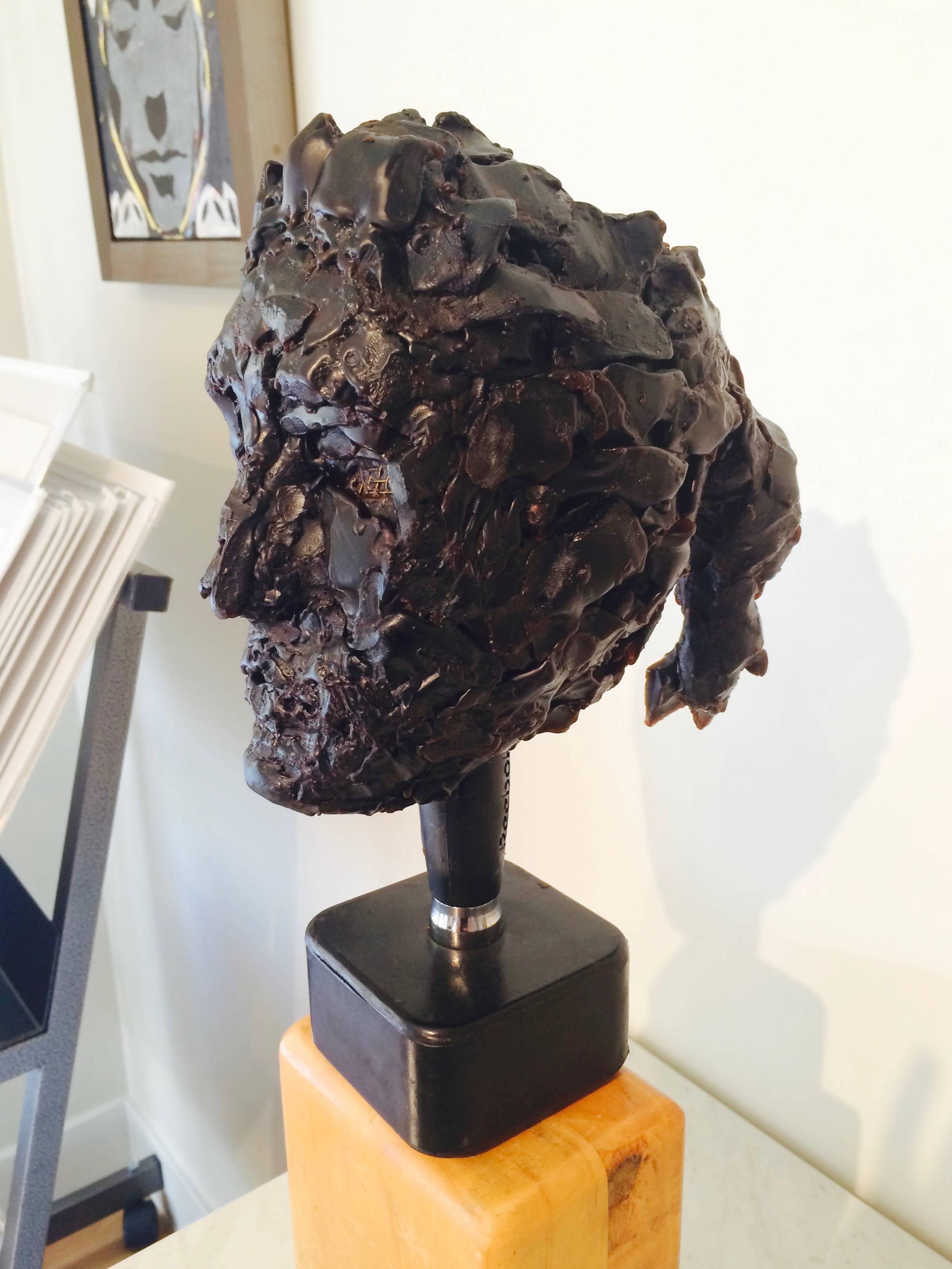 Bust / Head No. 2 2014 (with Yoga Block and Dumbell) - Brown Figurative Sculpture by John Goodman