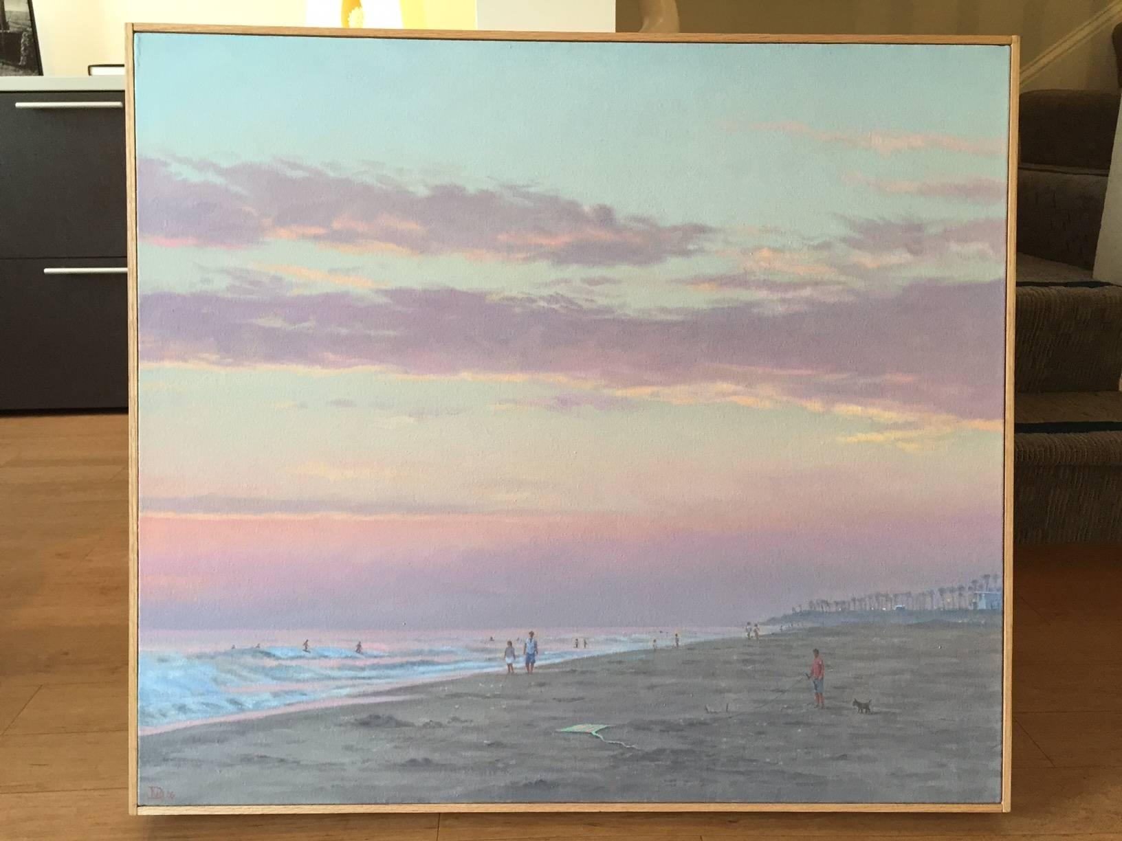 California Beach - Gray Landscape Painting by Willard Dixon
