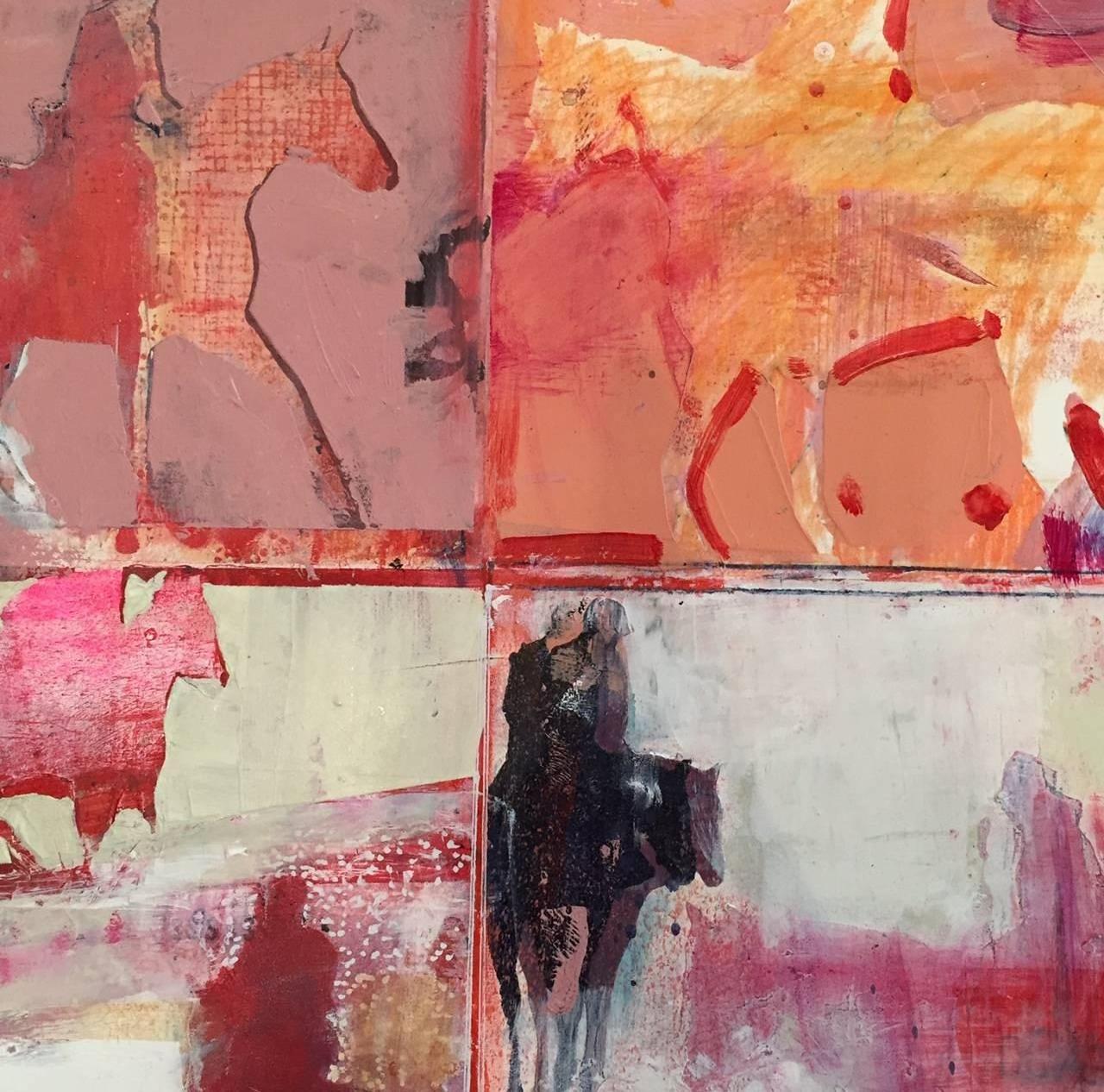 Reds In Overdrive: Horse Grid / original large acrylic painting - Contemporary Painting by Kim Frohsin