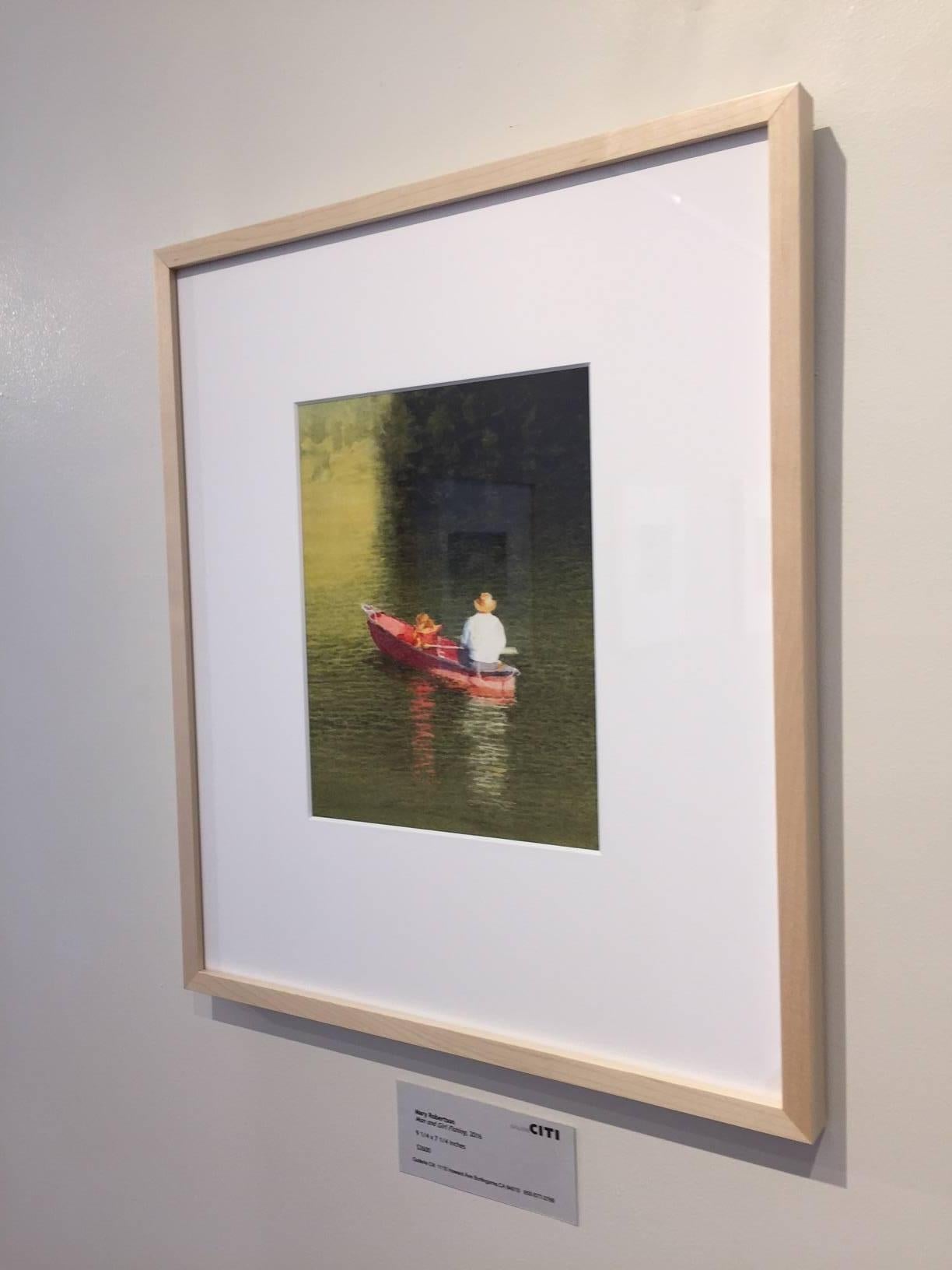 Homme et fille à la pêche - Art de Mary Robertson