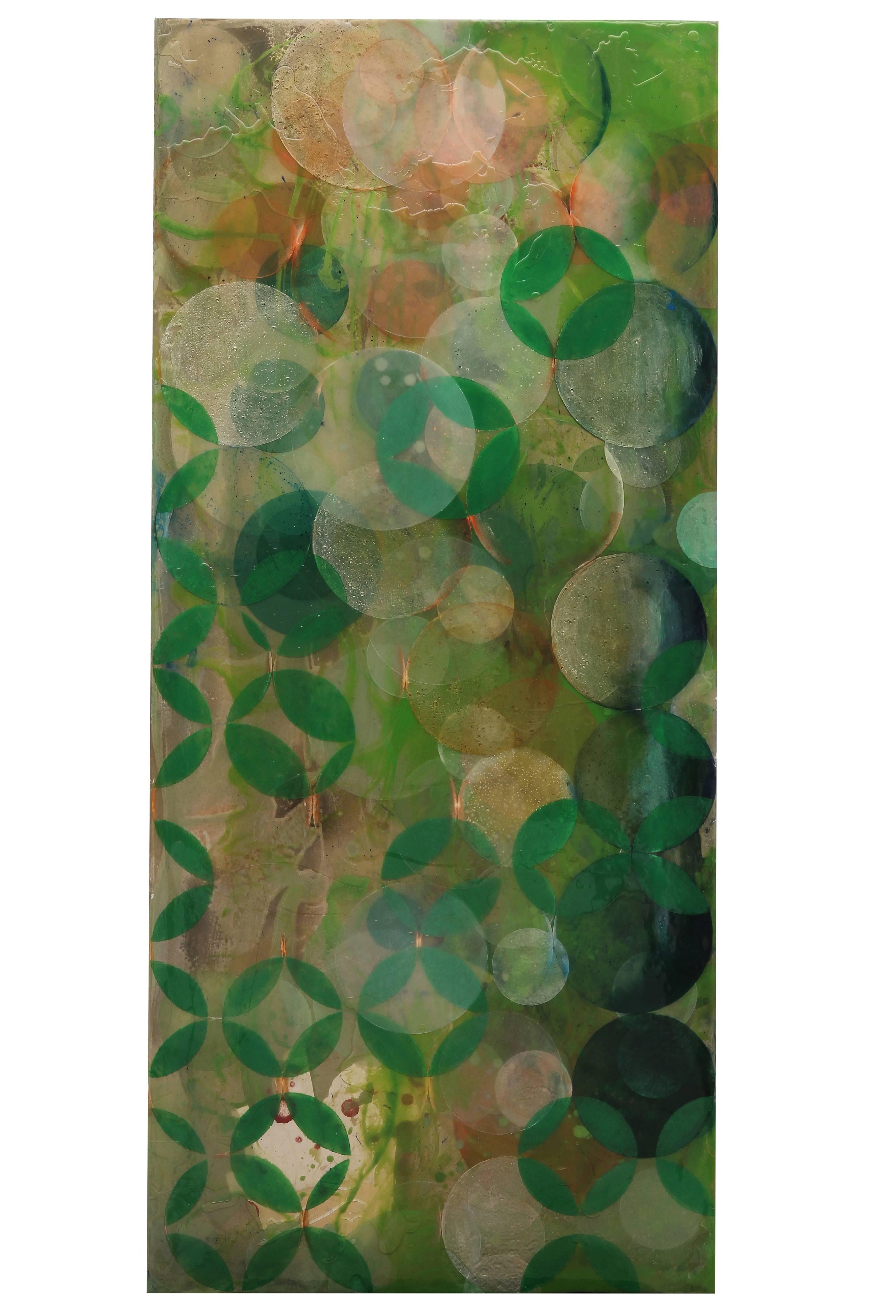 Everlasting Spring / mixed media, oil, resin on mirrored wood - Painting by Erin Parish