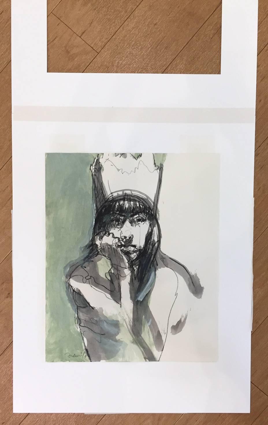 Une grenouille de couronne - Gris Portrait par Kim Frohsin