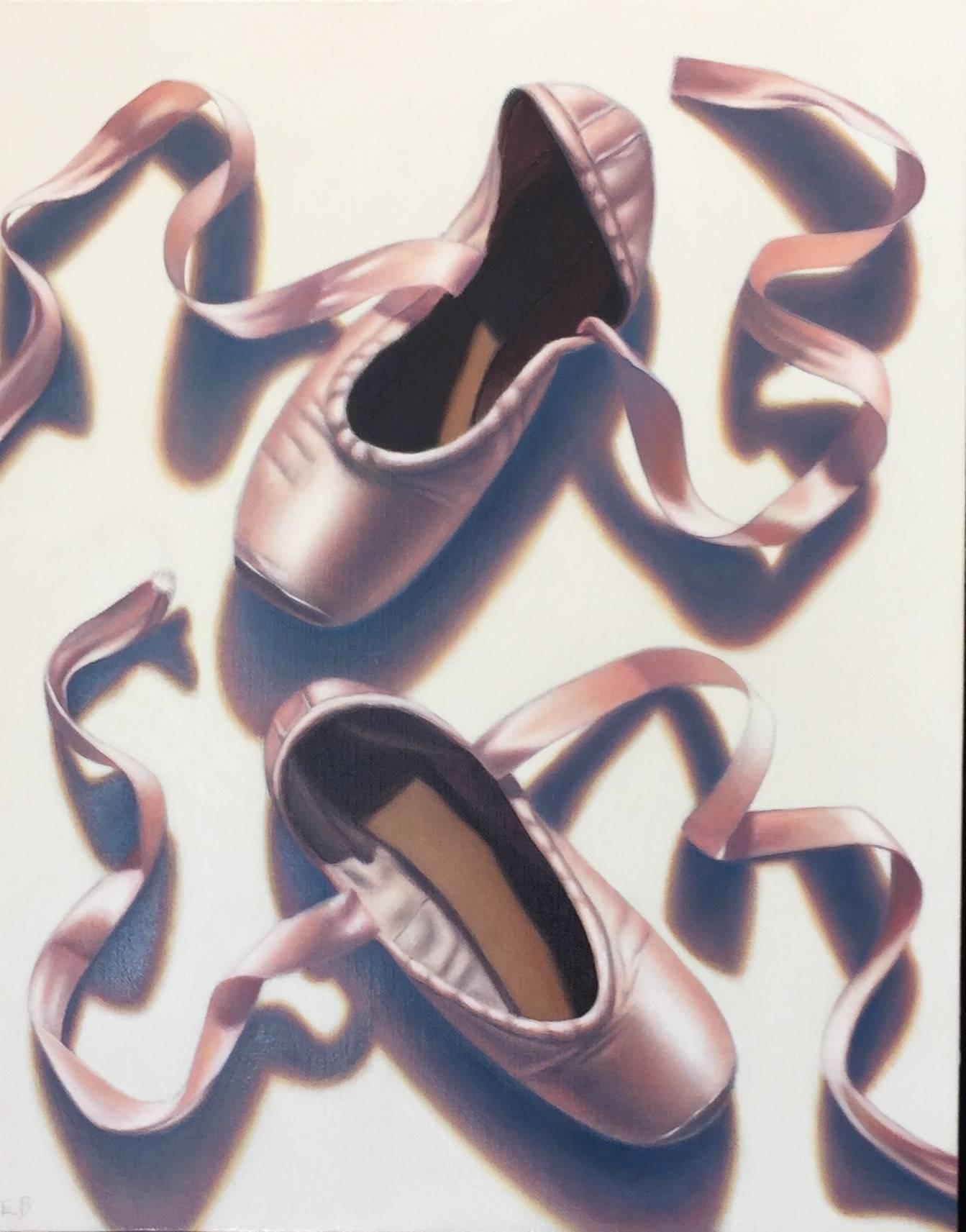 Elizabeth Barlow Still-Life Painting - Portrait of a Dancer / ballet shoes oil on canvas
