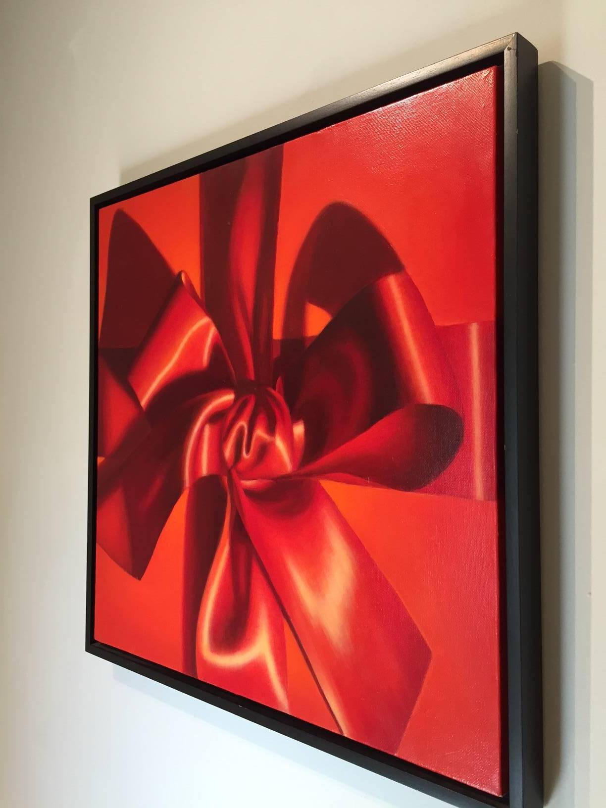 Unwrap Me / oil on linen - Red Still-Life Painting by Elizabeth Barlow
