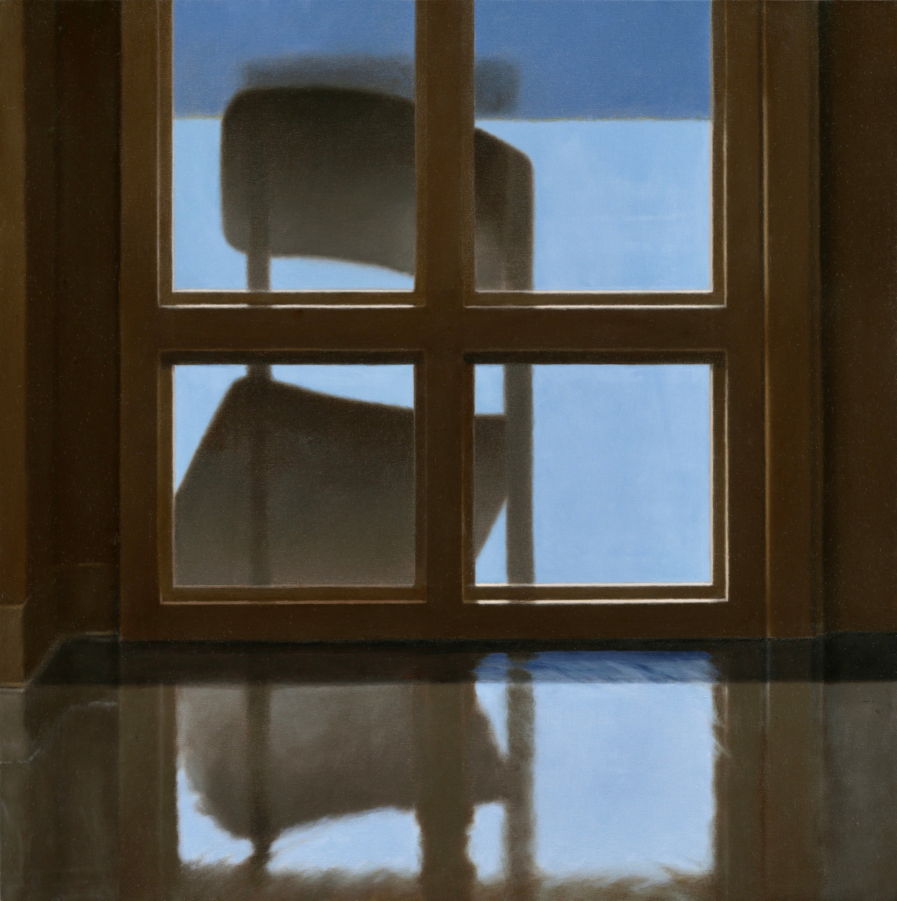 Photorealist Window Still Life Painting in Oil on Canvas, 21st Century
