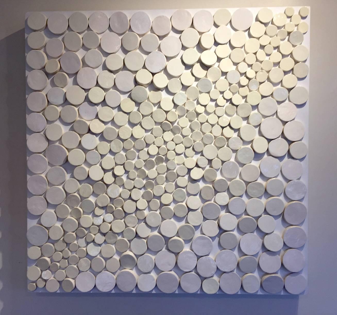 Be Bop I  / white wall sculpture - Sculpture by Jane B. Grimm