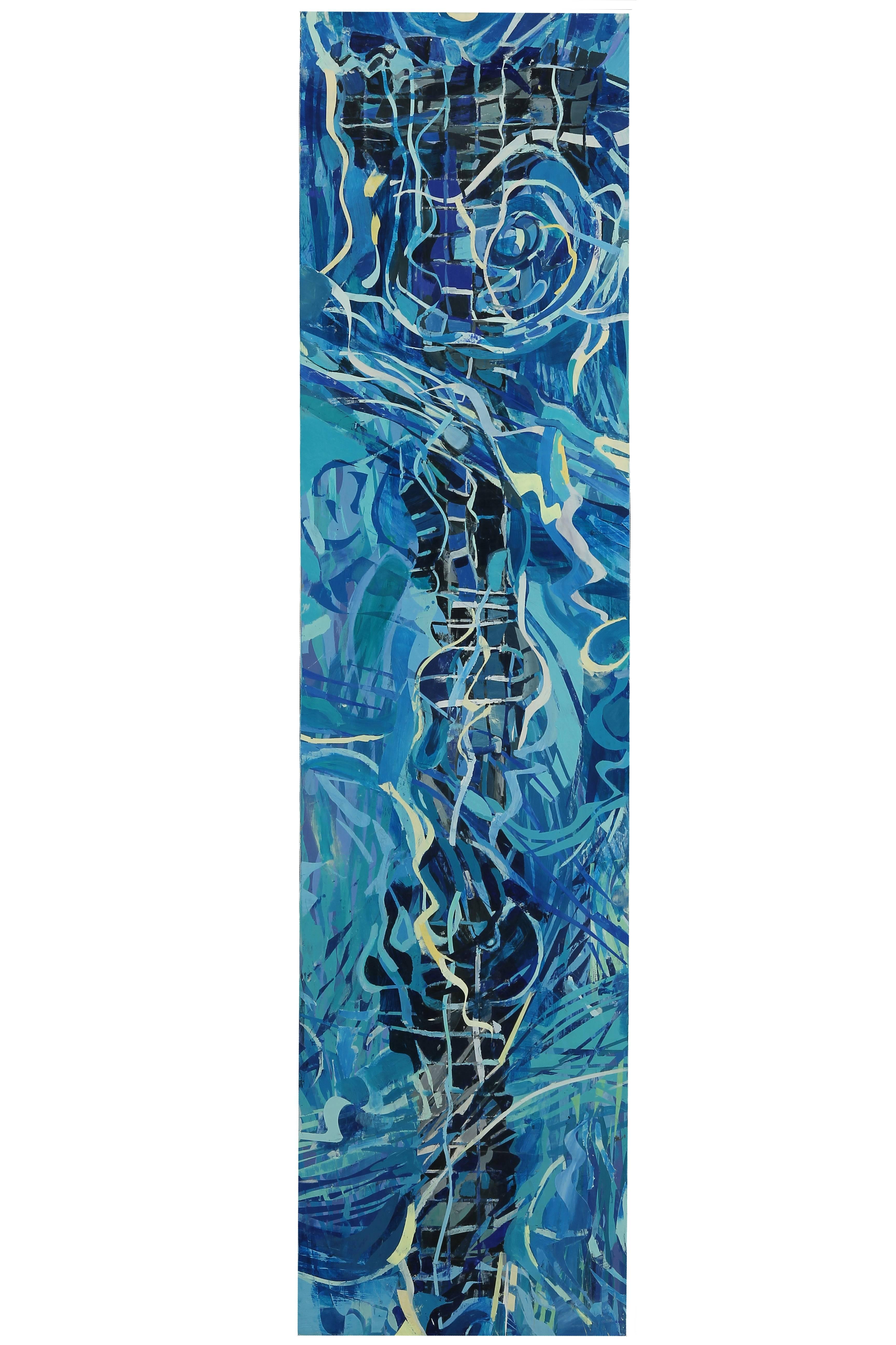 Pool Lanes:Turbulence I &II (12 x 96 inches) - Contemporary Painting by Kim Frohsin