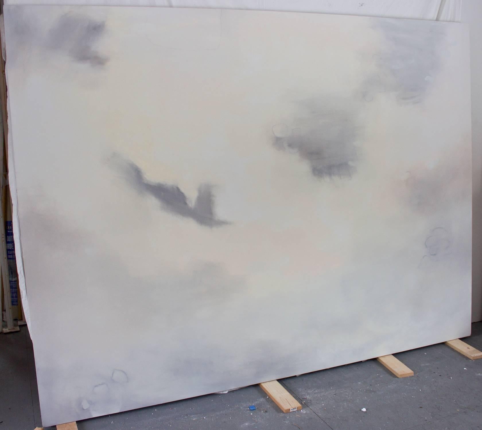 Esche/Tablett  72 x 96 Zoll - Öl auf Leinwand - ruhige Gelassenheit (Grau), Landscape Painting, von Sophie Dixon
