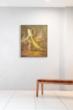 «Fiesta de las falacias», realismo estadounidense, óleo sobre lienzo, enmarcado, 36 x 30