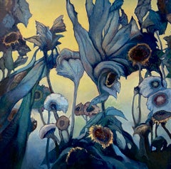 Floramundi II, zeitgenössisches Ölgemälde auf Leinwand, 48 x 48 Zoll, signiert