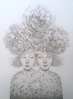 « Infanta Self Healer », dessin au crayon dans un style réaliste, encadré, 16 x 12 pouces