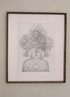 « Infanta Self Healer », dessin au crayon dans un style réaliste, encadré, 16 x 12 pouces