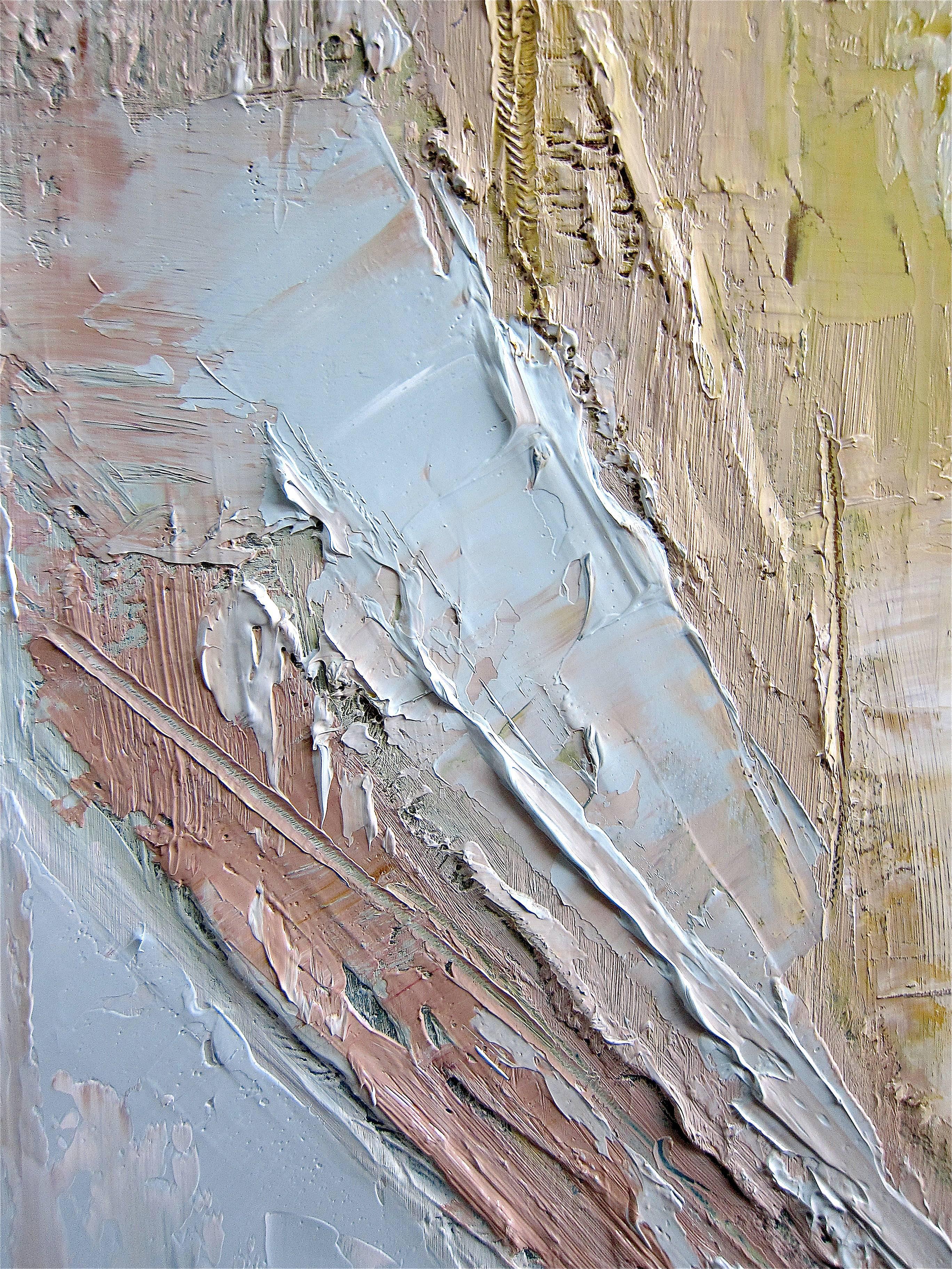 Flèche Blanche / oil on canvas/ aluminum frame - Abstract Expressionist Painting by Frédéric Choisel