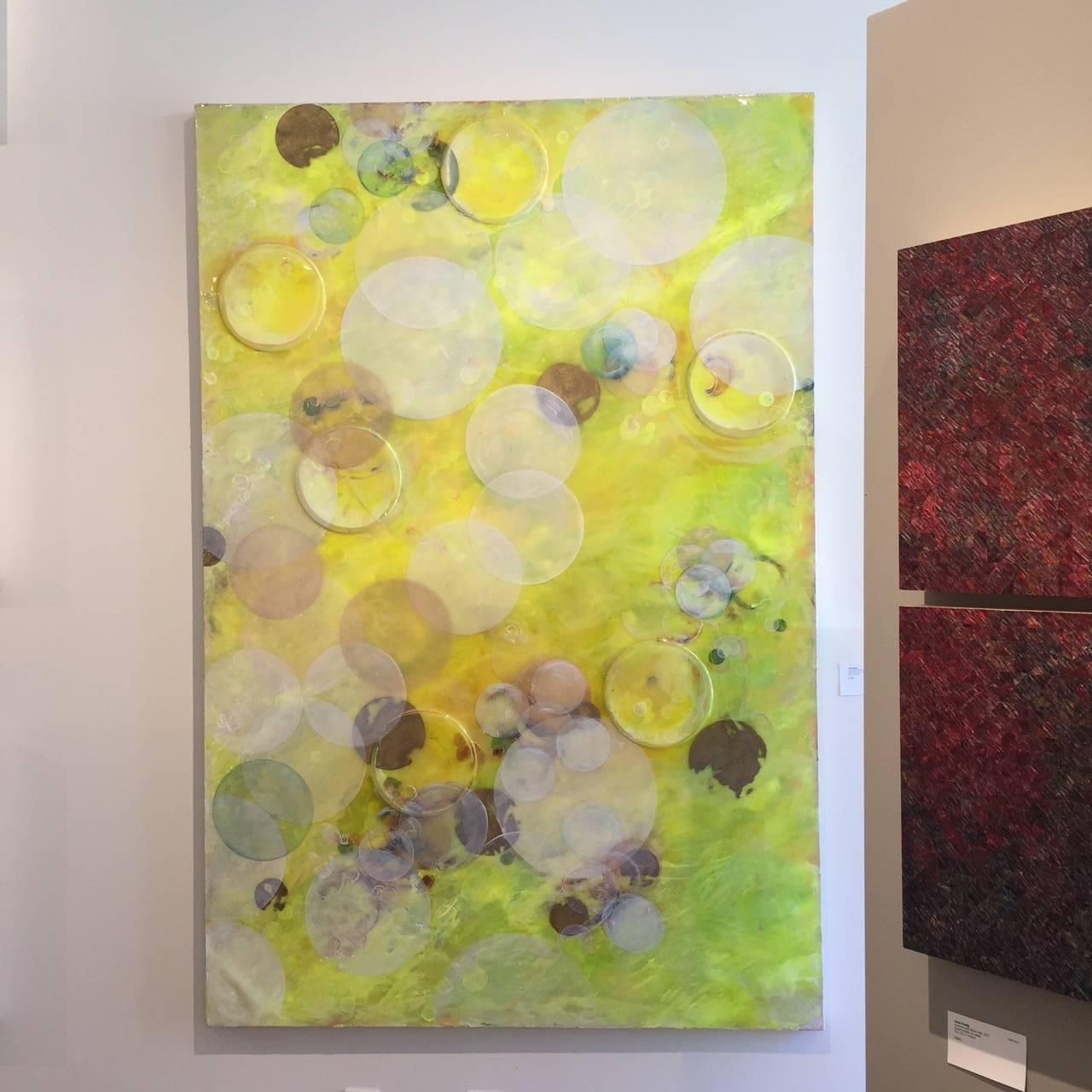 Lemonade Sunrise / yellow oil and resin on canvas - Abstract Painting by Erin Parish