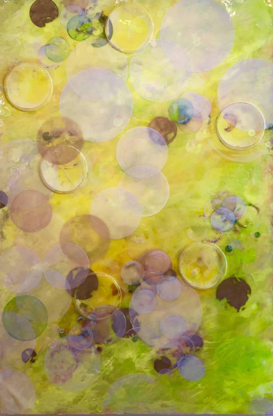 Erin Parish Abstract Painting - Lemonade Sunrise / yellow oil and resin on canvas