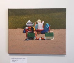 Deux chaises vertes / huile sur toile figurative