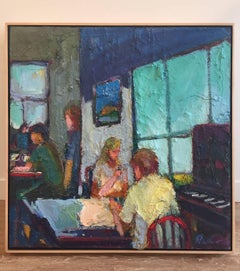 Renewal / oil on panel - figurative blues