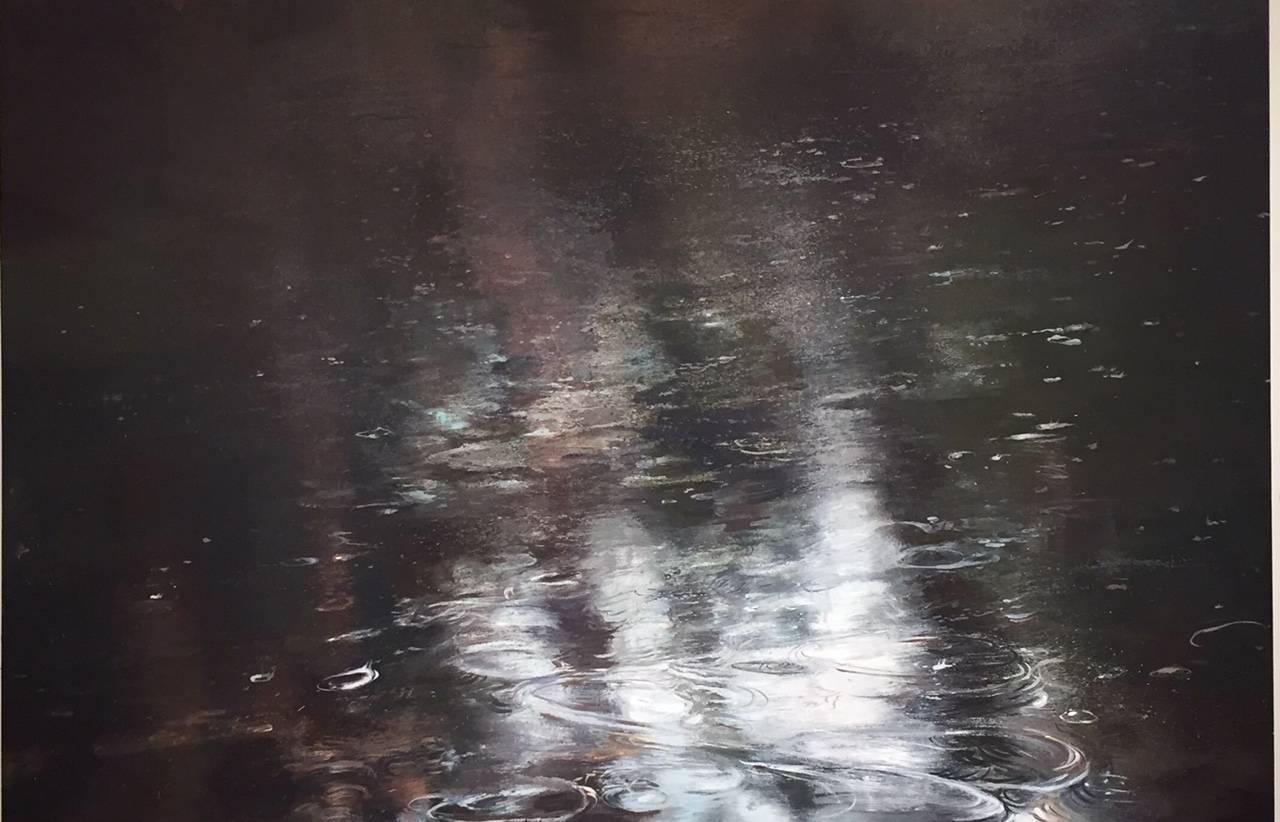 Gail Chase-Bien Landscape Painting – Rainstorm / Öl auf Leinen über Holz, von Sedona