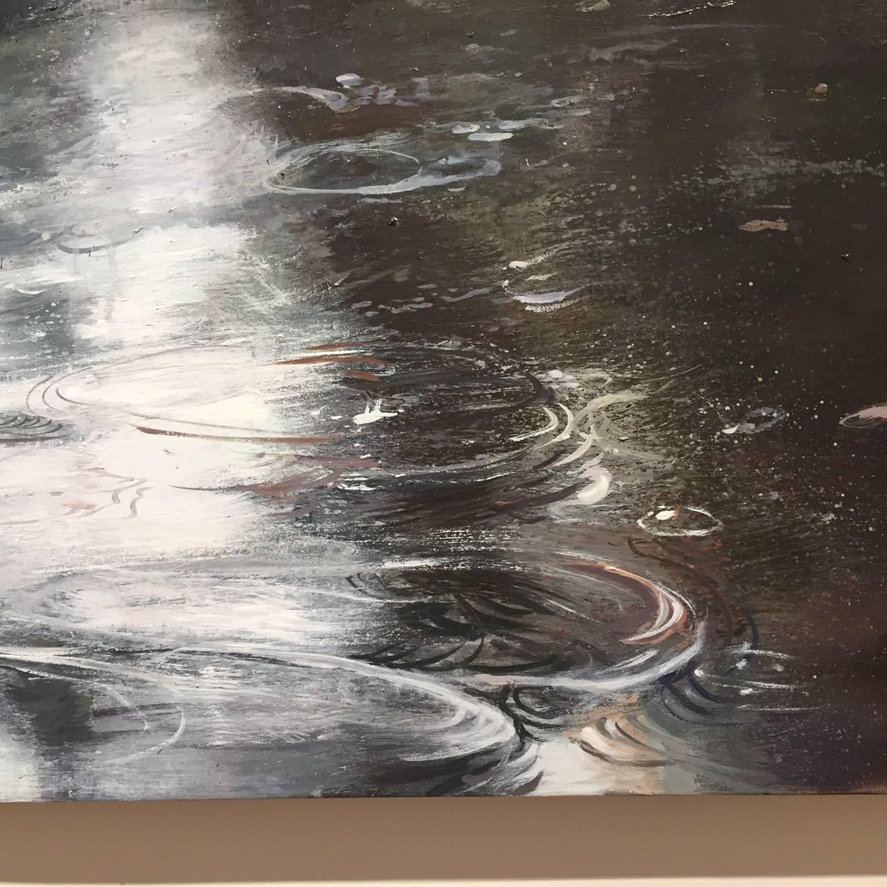 Sedona Rainstorm / oil on linen over wood - Black Landscape Painting by Gail Chase-Bien