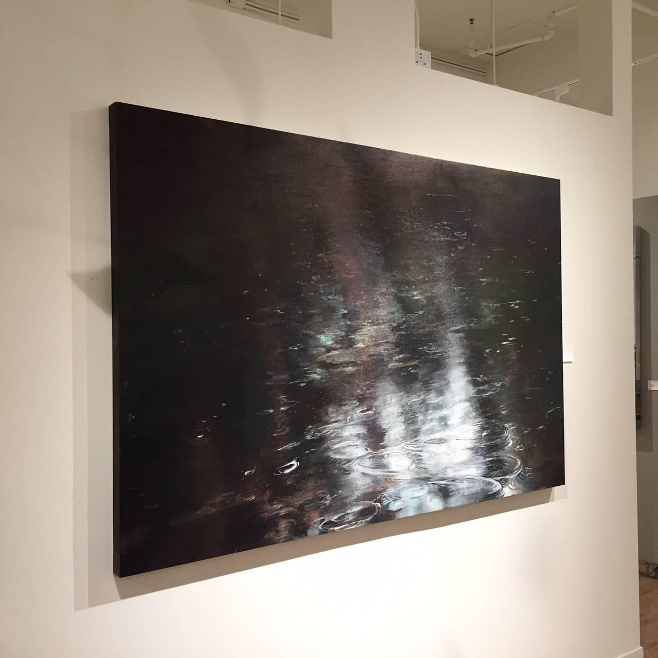 Rainstorm / Öl auf Leinen über Holz, von Sedona (Schwarz), Landscape Painting, von Gail Chase-Bien