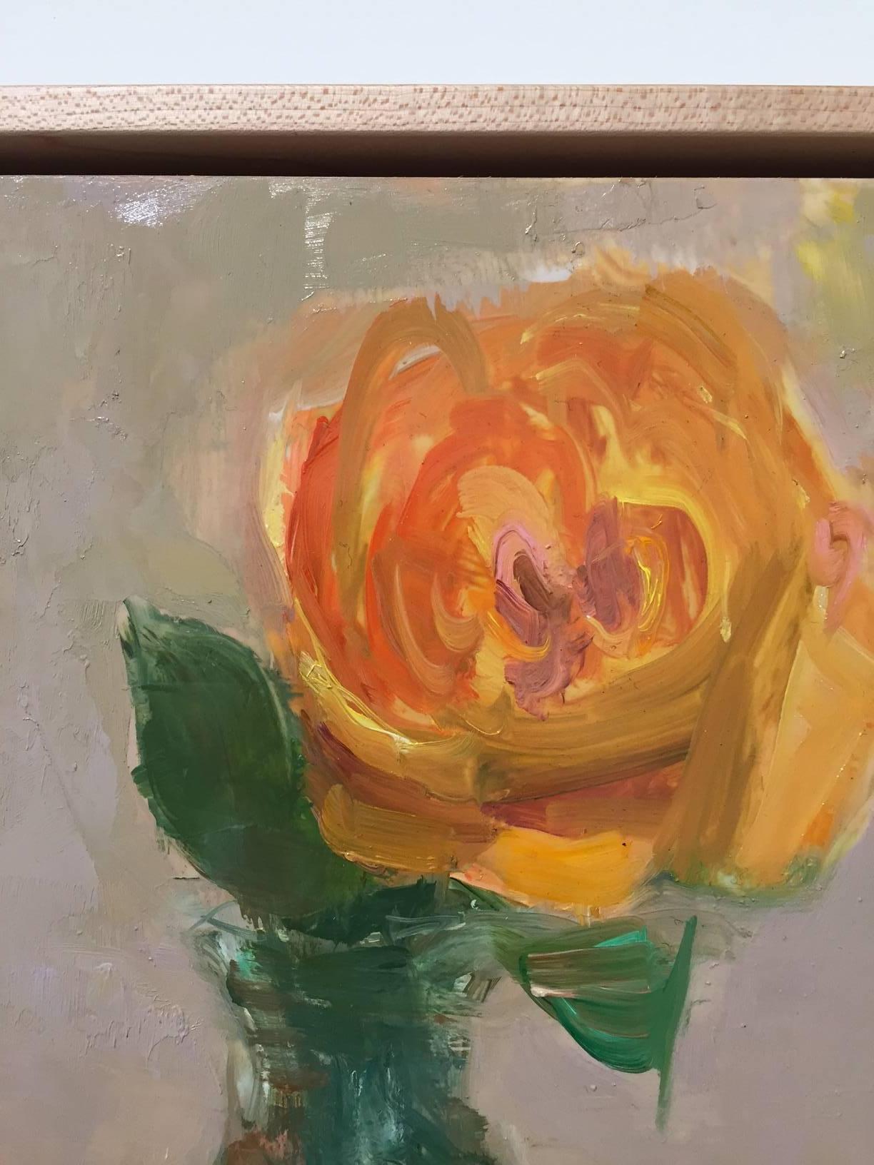 Yellow Rose - Painting by Elena Zolotnitsky