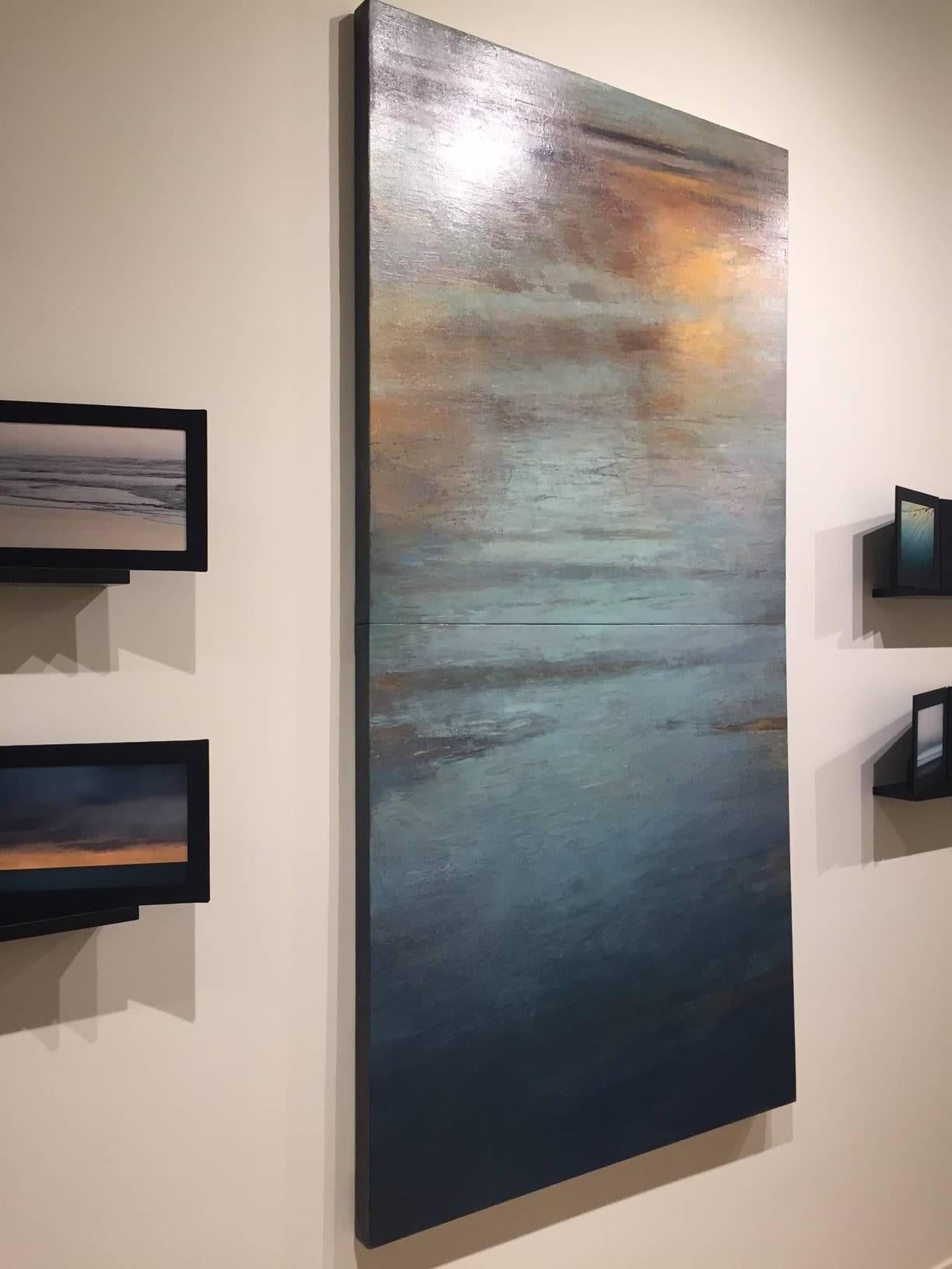 Gail Chase Bien paints thinly layered oil on linen over extended periods (from months to years) to complete a single work of art. Taking cues from nature’s extraordinary visual offerings — specifically, the play of light as it touches upon water and