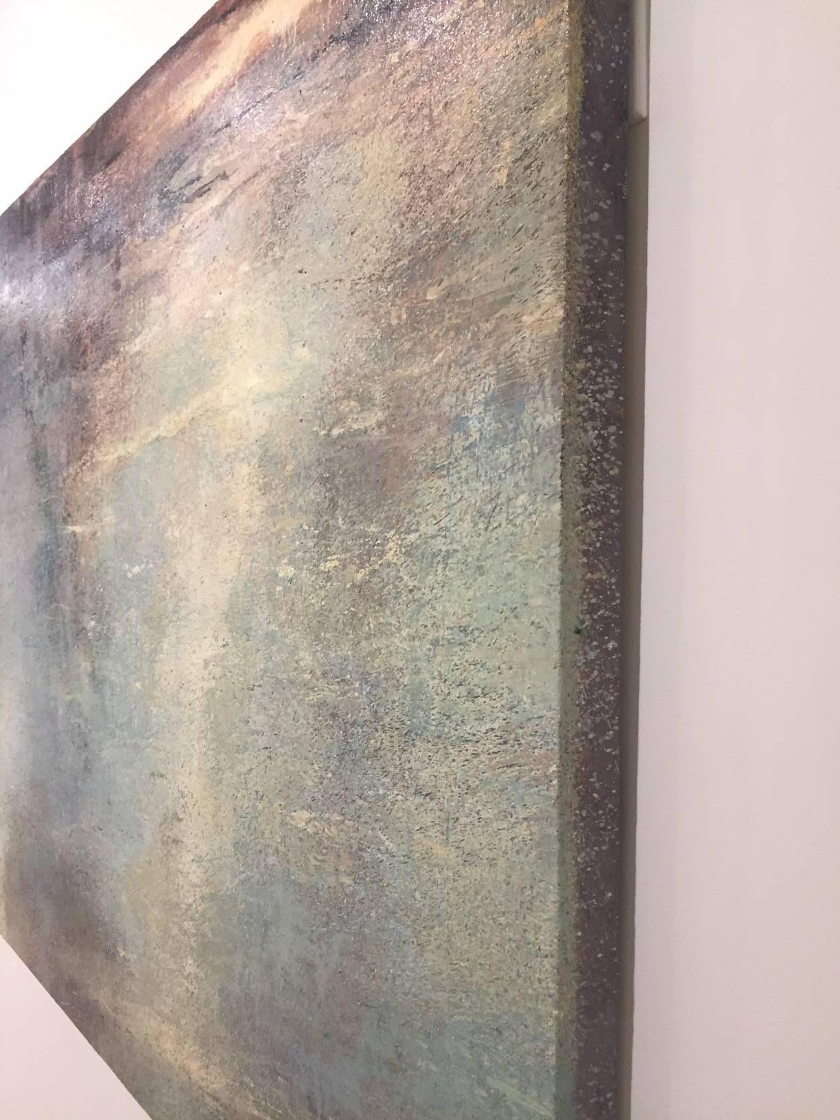 Étang au matin / huile sur lin sur bois - Impressionnisme abstrait Painting par Gail Chase-Bien