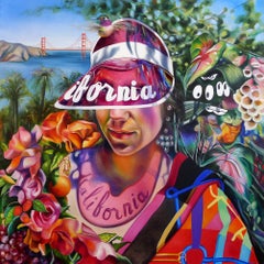 California Contemporary Oil on Linen Self-Portrait, Signed 31.5 x 31.5