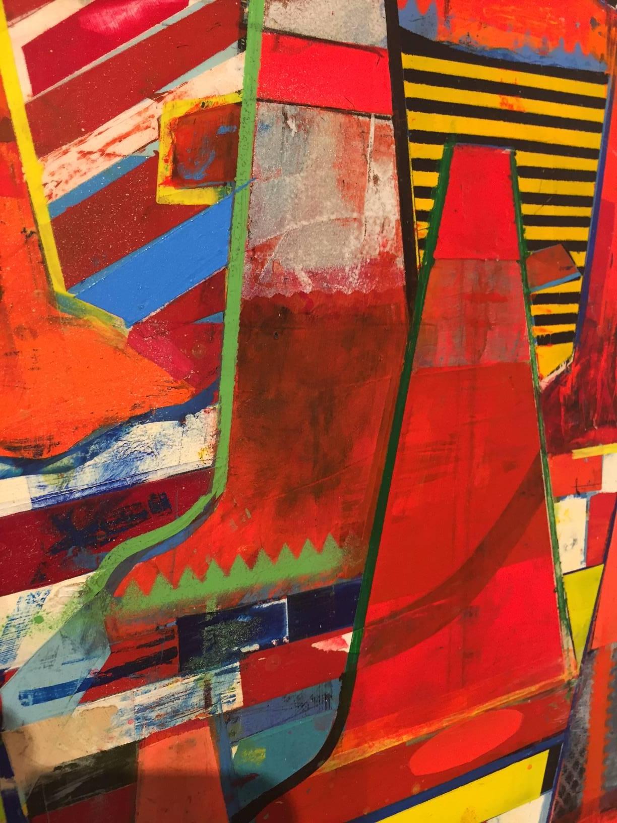 CT: On Navigating Life, Love, and Traffic - Red Abstract Painting by Kim Frohsin