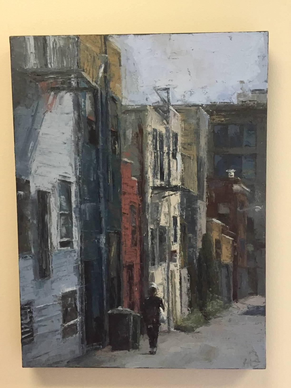 Taber Alley / oil on canvas - Painting by Heather Capen