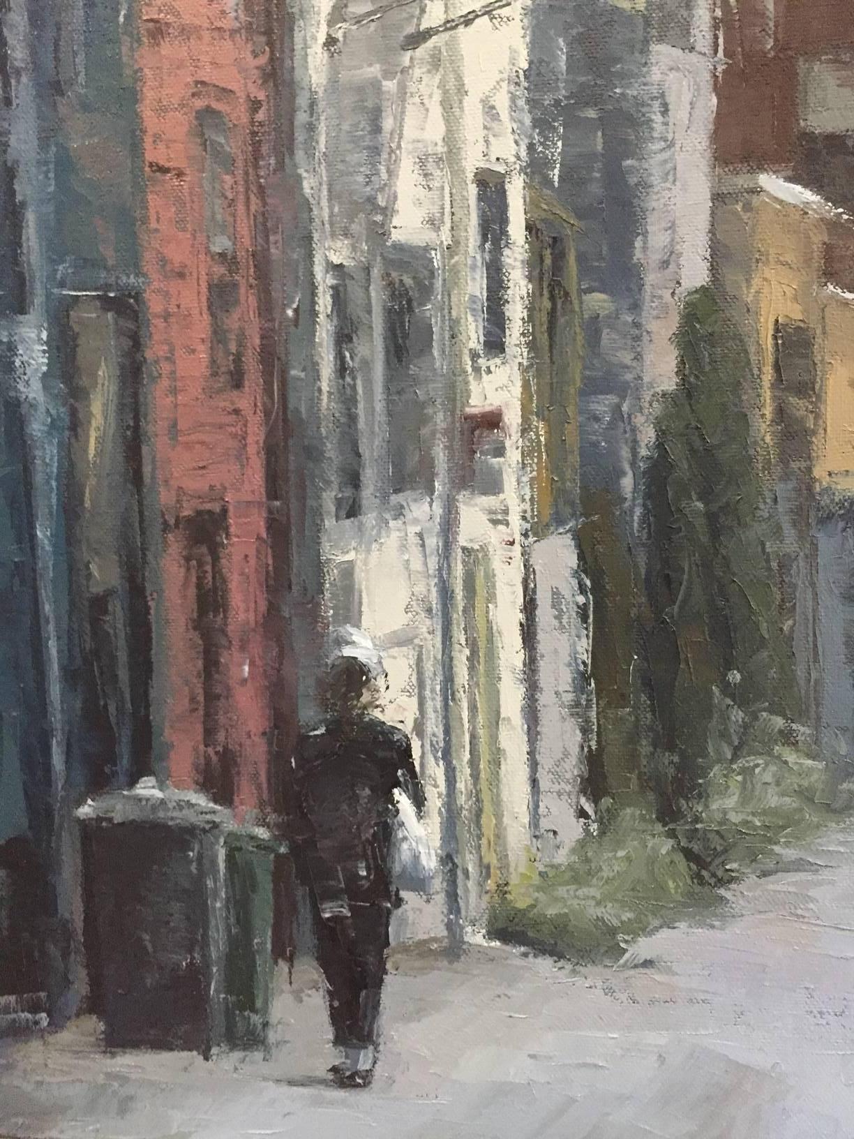 Taber Alley / oil on canvas - Contemporary Painting by Heather Capen